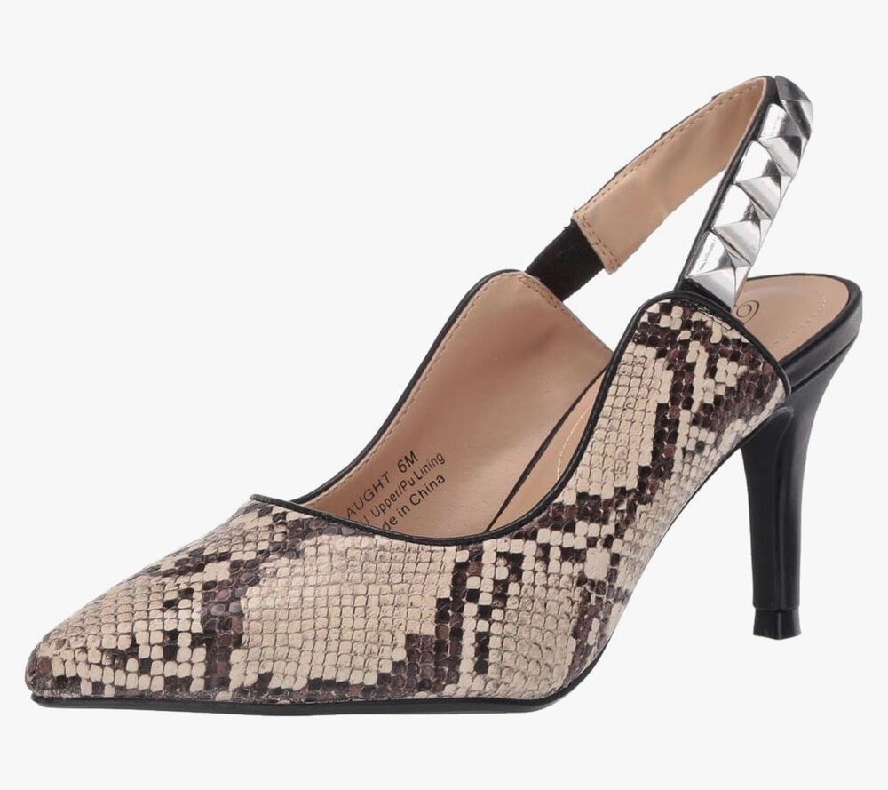 Penny Loves Kenny Women's Slingback Pump, Natural Faux Snake New -11